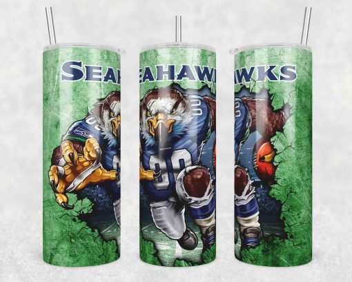 Mascot Seattle Seahawks Grungre Tumbler Wrap, 20oz Tumbler Wrap, Mascot Seattle Seahawks Grungre Png, NFL FOOTBALL Tumbler Wrap,  Sport Png