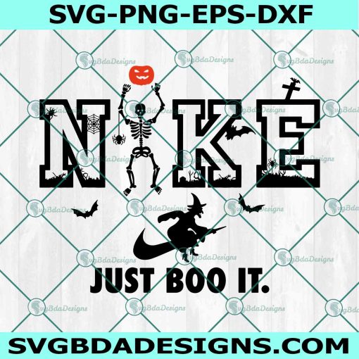 Nike Just Boo it Svg, Skeleton Just Boo IT Svg, Witch Just Boo IT Svg, Halloween Skeleton Svg, File For Cricut