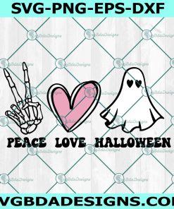 Peace Love Halloween Svg PNG, Cute Ghost Svg
