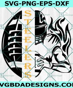 STEELERS Half Football Half Player Svg, Pittsburgh Steelers Svg