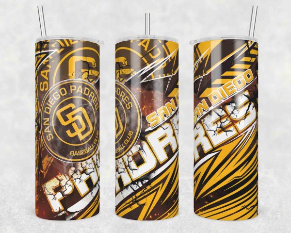 San Diego Padres Template Tumbler Wrap, 20oz Tumbler Wrap, San Diego Padres Png, MLB Baseball Tumbler, MLB Fan Gift Png