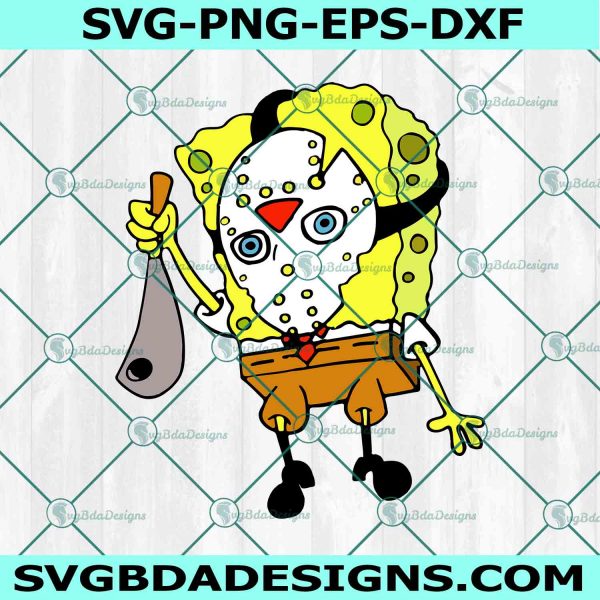 Spongebob Jason Voorhees SVG, Horror Scary Spongebob SVG, Spongebob Halloween SVG. Horror Halloween Svg, File For Cricut