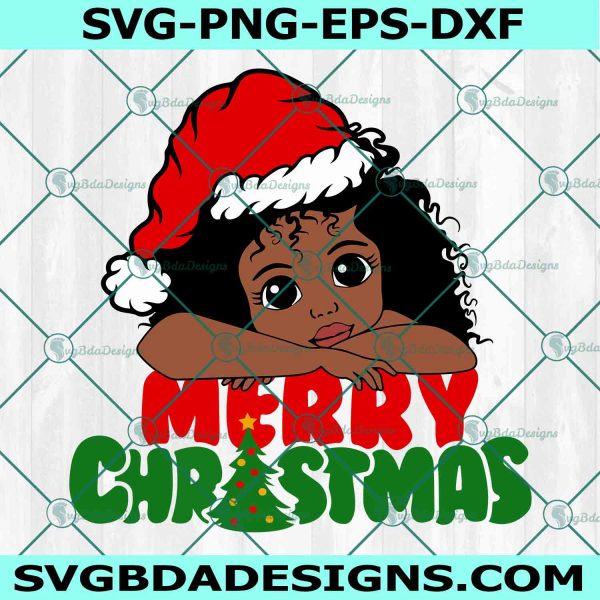 Afro Girl Christmas Svg, Christmas Svg, Christmas Black Girl Svg, Cute Afro Girl Svg, Christmas Gift for Kids Svg, File for Cricut 