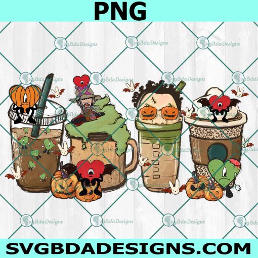 Bad Bunny Coffee Cups PNG, Bad Bunny PNG, Bad Bunny coffee cups PNG, Bad Bunny Halloween PNG, Halloween Bunny PNG