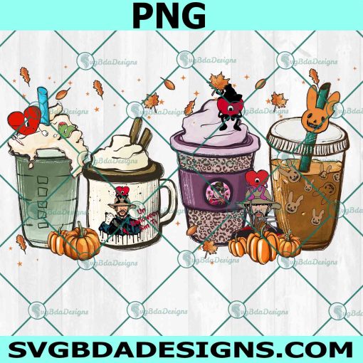 Bad Bunny Halloween Coffee Cups PNG, Bad Bunny PNG, Bad Bunny coffee cups PNG, Bad Bunny Halloween PNG, Halloween Bunny PNG