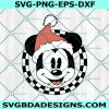 Checkered Santa Hat Mickey Svg, Mickey Santa Hat Svg, Mickey Mouse Head Svg, Disney Christmas Svg, Disney Mickey Svg, File for Cricut 
