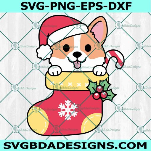Christmas Corgi SVG, Christmas Svg, Christmas Stocking Svg, Funny Corgi Cute Svg, File For Cricut