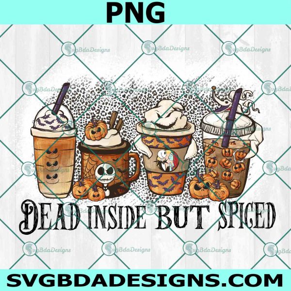 Dead Insde But Spiced Coffee PNG, Halloween Coffee PNG