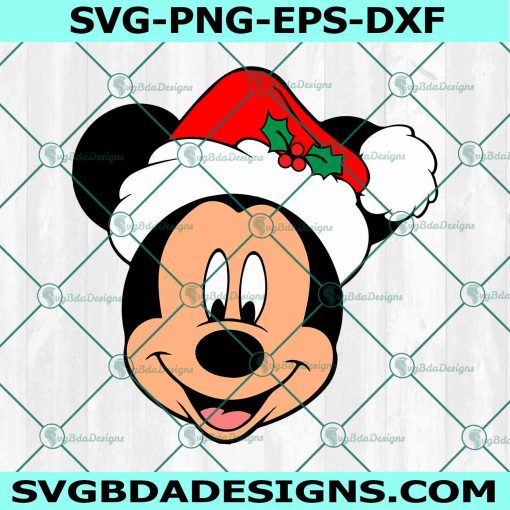 Disney Mickey Santa Hat Svg, Mickey Mouse Head Svg, Disney Christmas Svg, Disney Mickey Svg, File for Cricut 