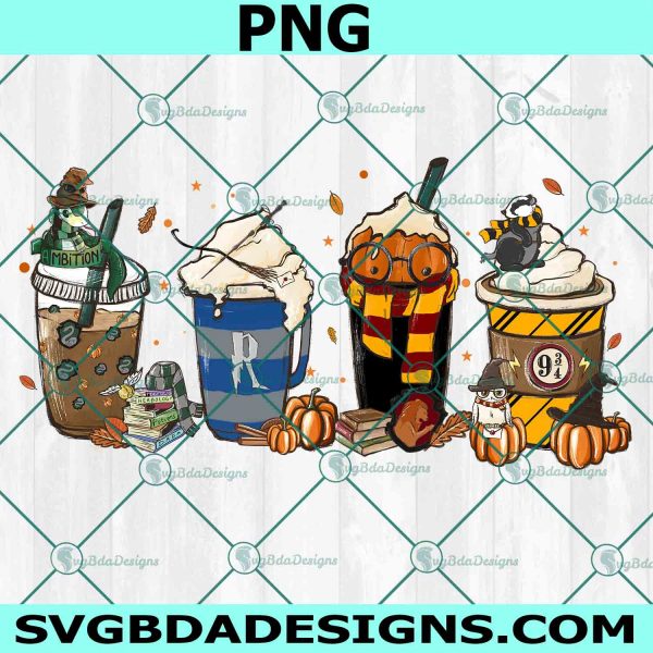 Harry Potter Coffee Cups PNG, Harry Potter Coffee PNG, Harry Coffee PNG, Retro Halloween Png, Fall Coffee Png, Halloween Sublimation PNG
