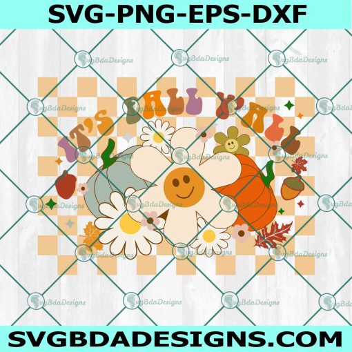It's Fall Y'all SVG, Checkered Fall Svg, Cozy Season Svg, Retro Thanksgiving Svg, Groovy Fall Svg, File For Cricut