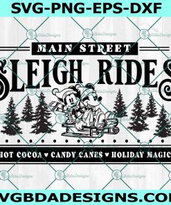 Main Street Sleigh Rides Christmas SVG, Disney Christmas Svg