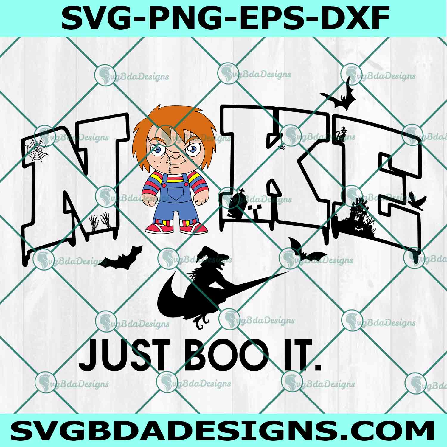 Nike Just Boo It x Baby Chucky Svg, Nike Just Boo It Svg, Baby Chucky Svg, Horror Character Halloween Svg, File For Cricut