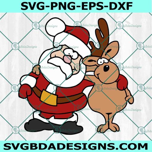 Santa And Reindeer Svg, Christmas Svg, Santa Claus Svg, Santa Cartoon Christmas Svg, Christmas Gift for Kids Svg, File for Cricut 