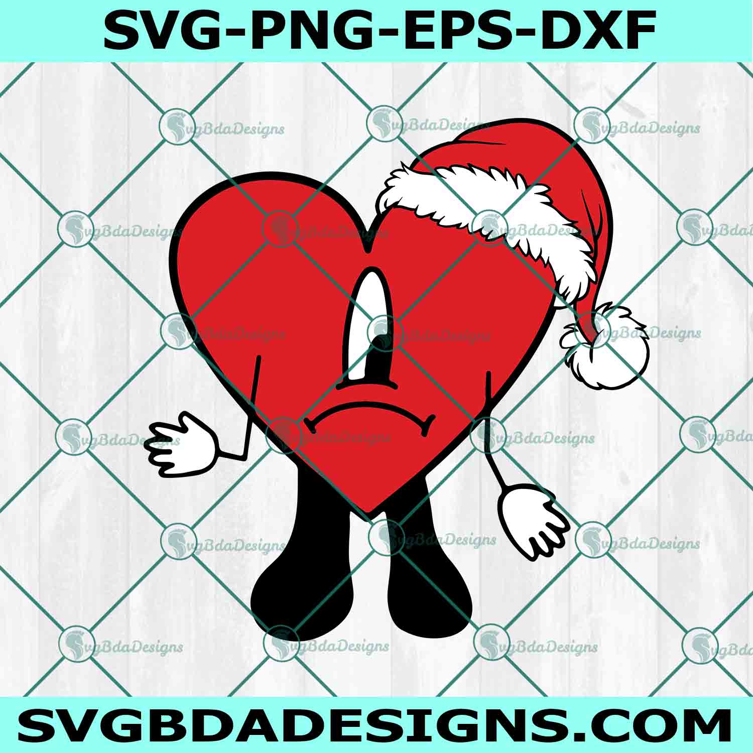 Bad Bunny Sad Heart Christmas SVG, Bad Bunny Christmas Svg, Bad Bunny heart svg, Bad Bunny Navidad Svg, File for Cricut
