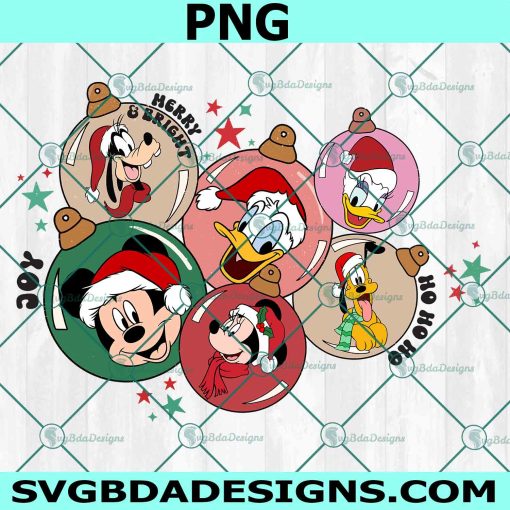Disney Christmas Ornaments Svg, Disney Christmas Magical Png, Merry Christmas Png, Disney Christmas Characters PNG, Disney Christmas PNG