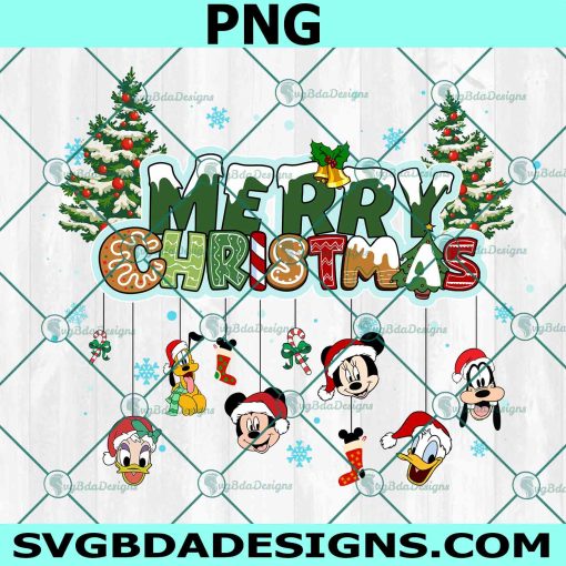 Disney Merry Christmas Gift PNG Clip Art, Merry Christmas Png, Christmas Magical Png,Disney Christmas Characters PNG, Family Vacation Christmas PNG