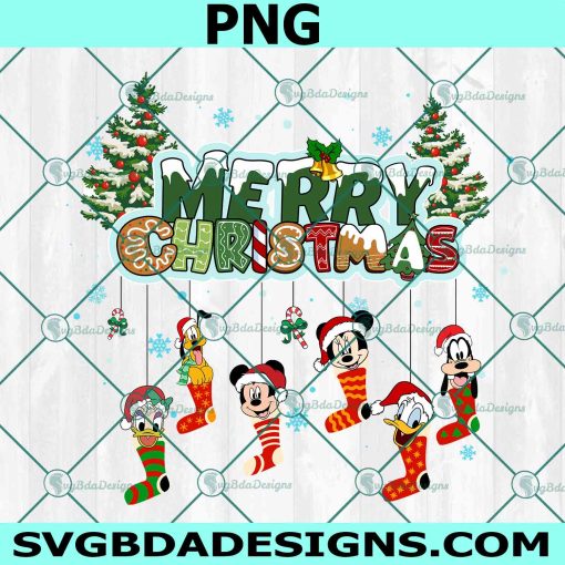 Disney Socks Merry Christmas PNG Clip Art, Merry Christmas Png, Christmas Magical Png,Disney Christmas Characters PNG, Family Vacation Christmas PNG