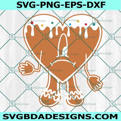 Gingerbread x Sad Heart Svg, Una Navidad Sin Ti SVG, Bad Bunny Christmas Svg, Bad Bunny heart svg, Bad Bunny Navidad Svg, File for Cricut