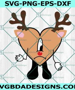 Sad Heart Reindeer Svg, Una Navidad Sin Ti SVG, Bad Bunny Christmas Svg, Bad Bunny heart svg, Bad Bunny Navidad Svg, File for Cricut
