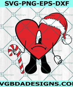 Sad Heart Santa Hat SVG, Christmas Svg, Bad Bunny Christmas Svg, Bad Bunny heart svg, Bad Bunny Navidad Svg, File for Cricut