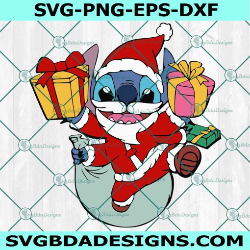 Santa Stitch with gift Svg, Stitch Christmas Svg, Disney Christmas Svg, Merry Christmas Svg, Disney character Svg, File for Cricut