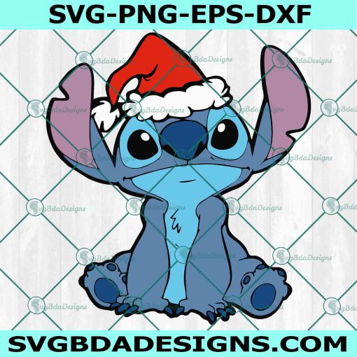 Stitch with Santa Hat Svg, Stitch Christmas Svg, Disney Christmas Svg, Merry Christmas Svg, Disney character Svg, File for Cricut