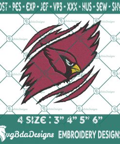 Arizona Cardinals Ripped Claw Embroidery, Cardinals Embroidery Designs, Cardinals Ripped Claw Embroidered, NFL Logo Embroidery