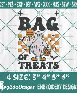 Bag of Treats Embroidery Designs, Trick or Treat Embroidery Designs, Ghost Embroidered, Halloween Embroidery, Spooky Embroidered