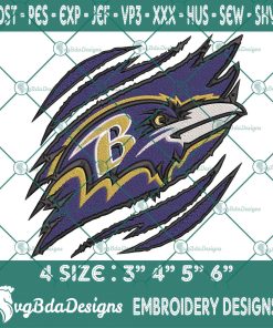 Baltimore Ravens Ripped Claw Embroidery, NFL Ripped Claw Embroidered, Ravens Embroidery Designs, Ravens Ripped Claw Embroidered, NFL Logo Embroidery