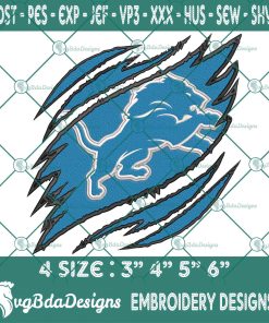 Detroit Lions Ripped Claw Embroidery, NFL Ripped Claw Embroidered, Lions Embroidery Designs, Lions Ripped Claw Embroidered, NFL Logo Embroidery