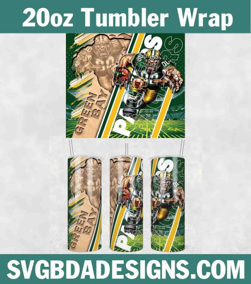 Green Bay Packers Wood Mascot Tumbler Wrap, NFL Template 20oz, Packers Wood Mascot Tumbler, NFL Tumbler Template, Sport Tumbler 20oz PNG