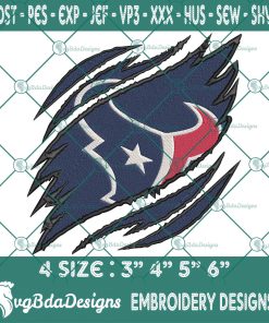 Houston Texans Ripped Claw Embroidery, NFL Ripped Claw Embroidered, Texans Embroidery Designs, Texans Ripped Claw Embroidered, NFL Logo Embroidery