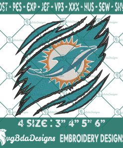 Miami Dolphins Ripped Claw Embroidery, NFL Ripped Claw Embroidered, Dolphins Embroidery Designs, Dolphins Ripped Claw Embroidered, NFL Logo Embroidery