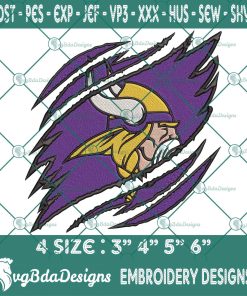Minnesota Vikings Ripped Claw Embroidery, NFL Ripped Claw Embroidered, Vikings Embroidery Designs, Vikings Ripped Claw Embroidered, NFL Logo Embroidery