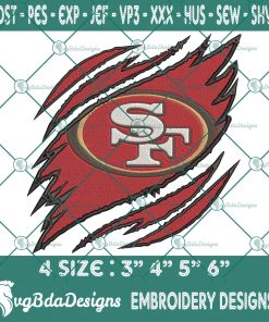 San Francisco 49ers Ripped Claw Embroidery, NFL Ripped Claw Embroidered, 49ers Embroidery Designs, 49ers Ripped Claw Embroidered, NFL Logo Embroidery
