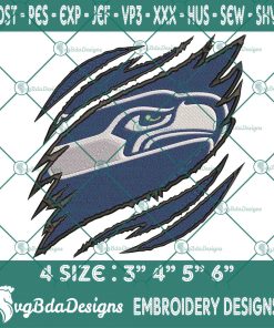Seattle Seahawks Ripped Claw Embroidery, NFL Ripped Claw Embroidered, Seahawks Embroidery Designs, Seahawks Ripped Claw Embroidered, NFL Logo Embroidery