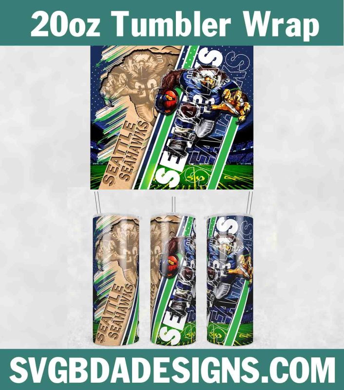 Seattle Seahawks Wood Mascot Tumbler Wrap, NFL Template 20oz, Seahawks Wood Mascot Tumbler, NFL Tumbler Template, Sport Tumbler 20oz PNG