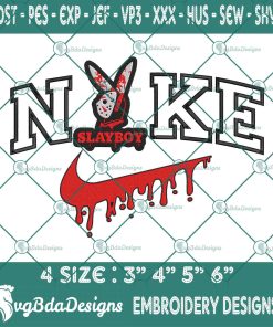 Slayboy with Nike Embroidery Designs, Jason Voorhees Embroidery Designs, SlayBoy Embroidered, Halloween Embroidery, Horror Character Embroidered