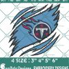 Tennessee Titans Ripped Claw Embroidery, NFL Ripped Claw Embroidered, Titans Embroidery Designs, Titans Ripped Claw Embroidered, NFL Logo Embroidery
