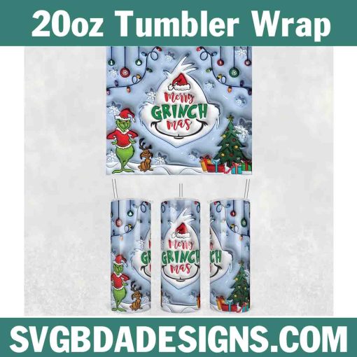 3D Inflated Christmas Merry Ginchmas Tumbler Wrap PNG, Christmas 3D Tumbler Wrap, Grinchmas Tumbler PNG, Merry Ginchmas Tumbler Wrap