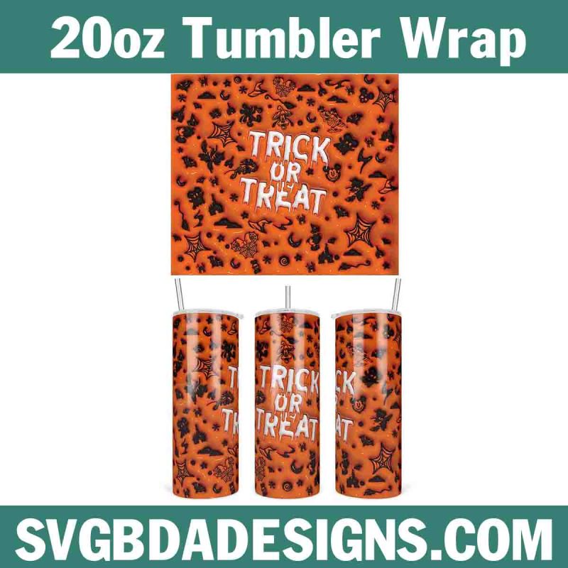 3D Inflated Disney Trick of Treats Tumbler Wrap PNG, Halloween 3D Tumbler Wrap, Disney 3D Tumbler Wrap PNG