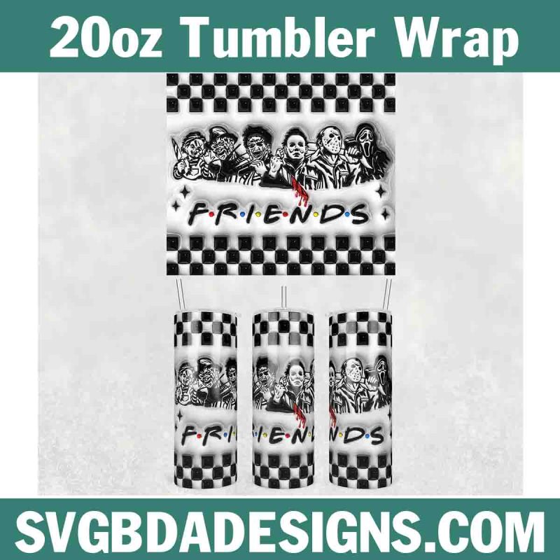 3D Inflated Friends Horror Movies Tumbler Wrap PNG, Halloween 3D Tumbler Wrap, Horror Movies Tumbler Wrap PNG
