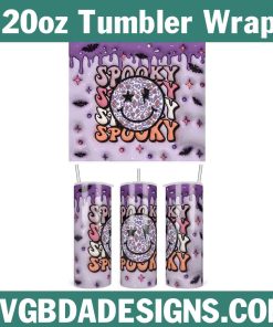 3D Inflated Spooky Smiley Retro Tumbler Wrap PNG, Halloween 3D Tumbler Wrap, Spooky Ghost Tumbler PNG