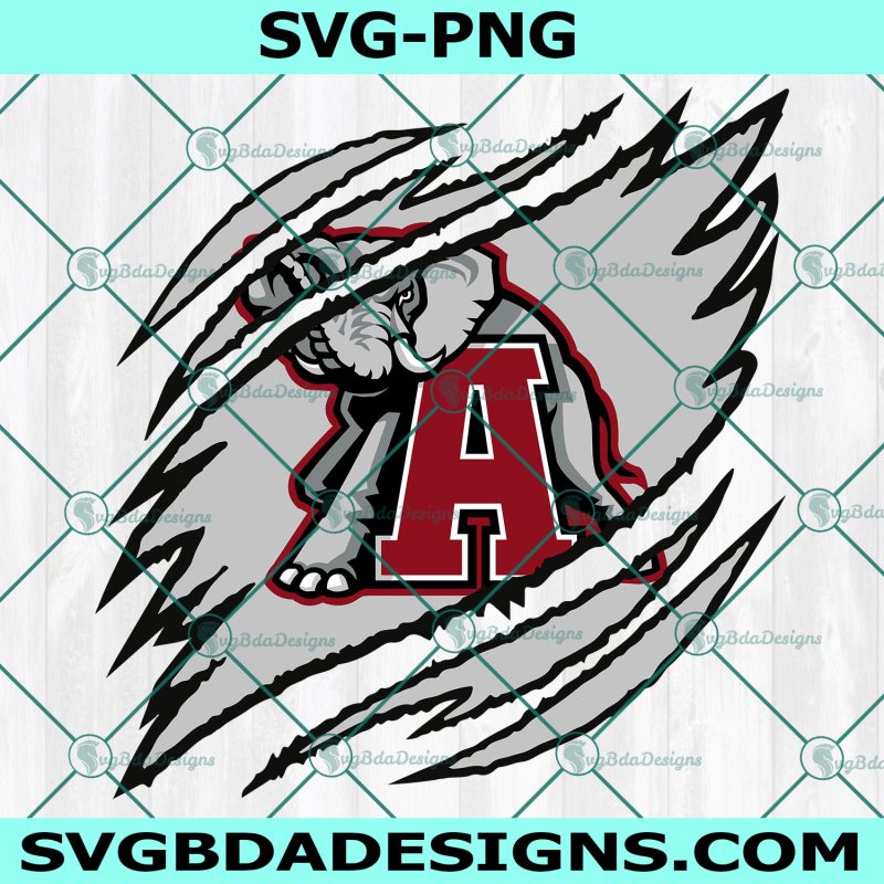 Alabama Crimson Tide Logo Ripped Claw SVG, NCAA Mascot University College Svg, NCAA Ripped Claw Svg, NCAA Logo SVG, Alabama Crimson Tide Svg, File for Cricut
