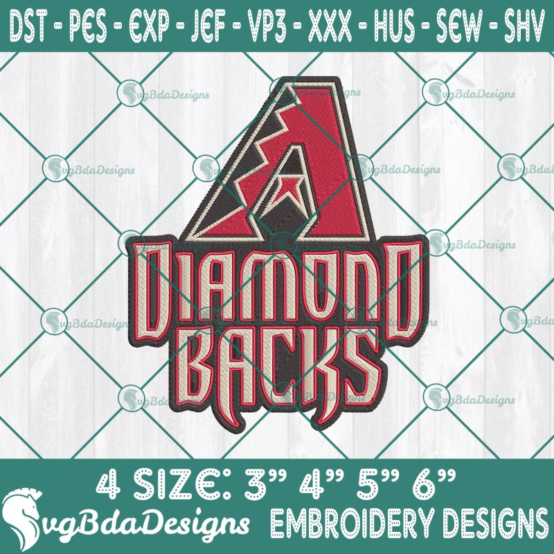 Arizona Diamondbacks Embroidery Designs Machine, MLB Logo Embroidered, Diamonbacks Baseball Embroidery Designs, MLB Baseball Logo Embroidery Designs
