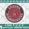Arizona Diamondbacks Logo Embroidery Designs, MLB Logo Embroidered, Diamonbacks Baseball Embroidery Designs, MLB Baseball Logo Embroidery Designs