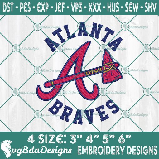 Atlanta Braves Baseball Embroidery Designs, MLB Logo Embroidered, Braves Embroidery Designs, Baseball Embroidery Designs, MLB Baseball Logo Embroidery Designs