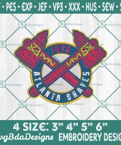 Atlanta Braves Embroidery Designs, MLB Logo Embroidered