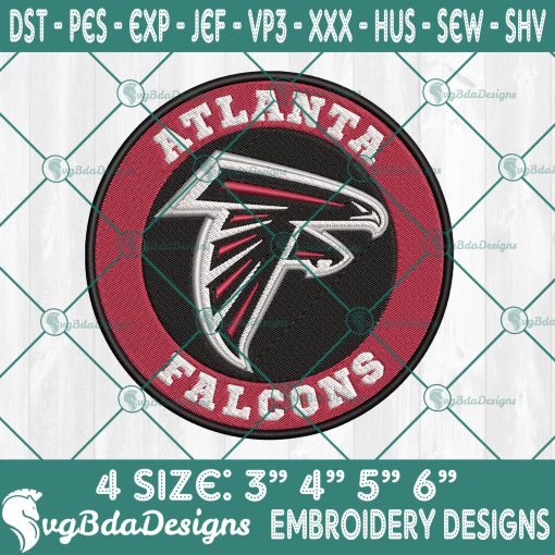 Atlanta Falcons Logo Embroidery Designs, NFL Team Logo Embroidered, Falcons Football Embroidery Designs, Football Team Embroidered, NFL Logo Embroidery